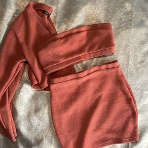 3 piece set coordinate knitted skirt top and sweater